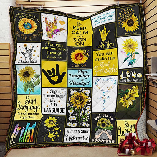 Sign Language CL30100092MDQ Quilt Blanket