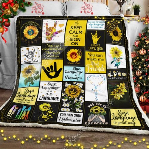 Sign Language CL30100268MDF Sherpa Fleece Blanket