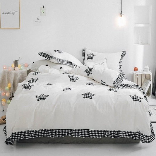 Simply Shabby Chic Black And White Star And Gingham CLA1210417B Bedding Sets