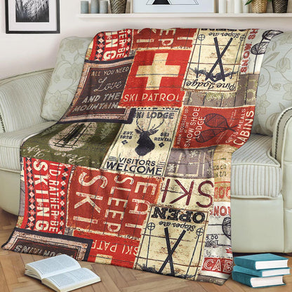 Ski Lodge TT0110137TT Sherpa Fleece Blanket