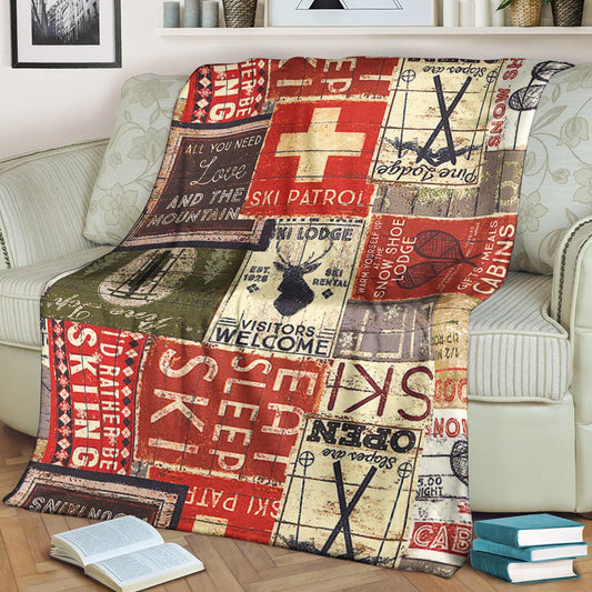 Ski Lodge TT0110137TT Sherpa Fleece Blanket