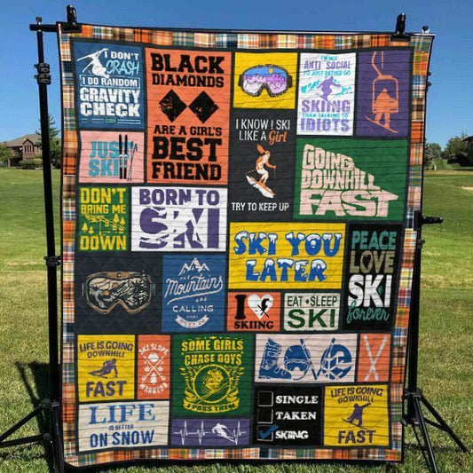 Skiing TU070802C TBG Quilt Blanket