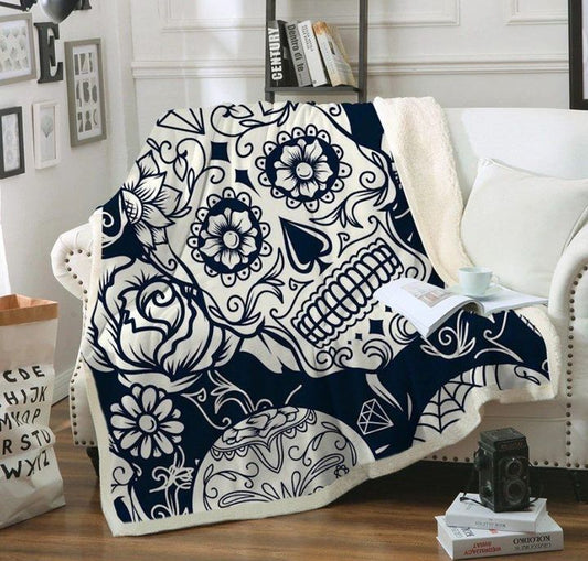 Skull CL150857MD Sherpa Fleece Blanket