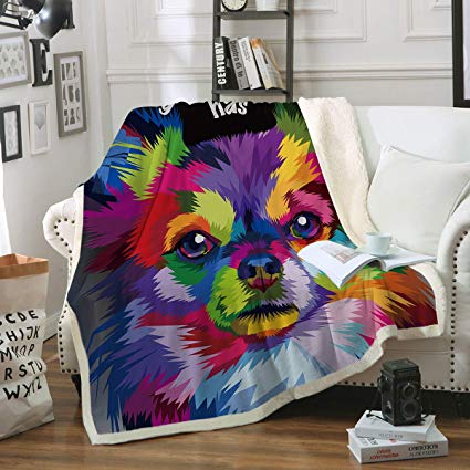 Sleepwish Pomeranian CLP1010097T Sherpa Fleece Blanket