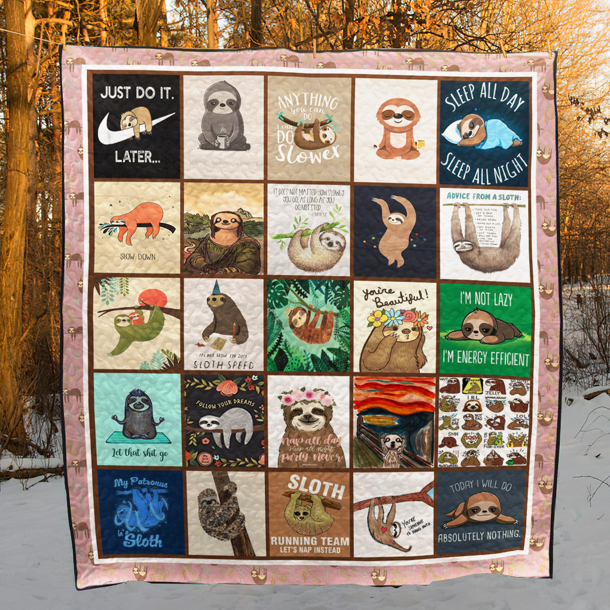 Sloth CL08110389MDQ Quilt Blanket