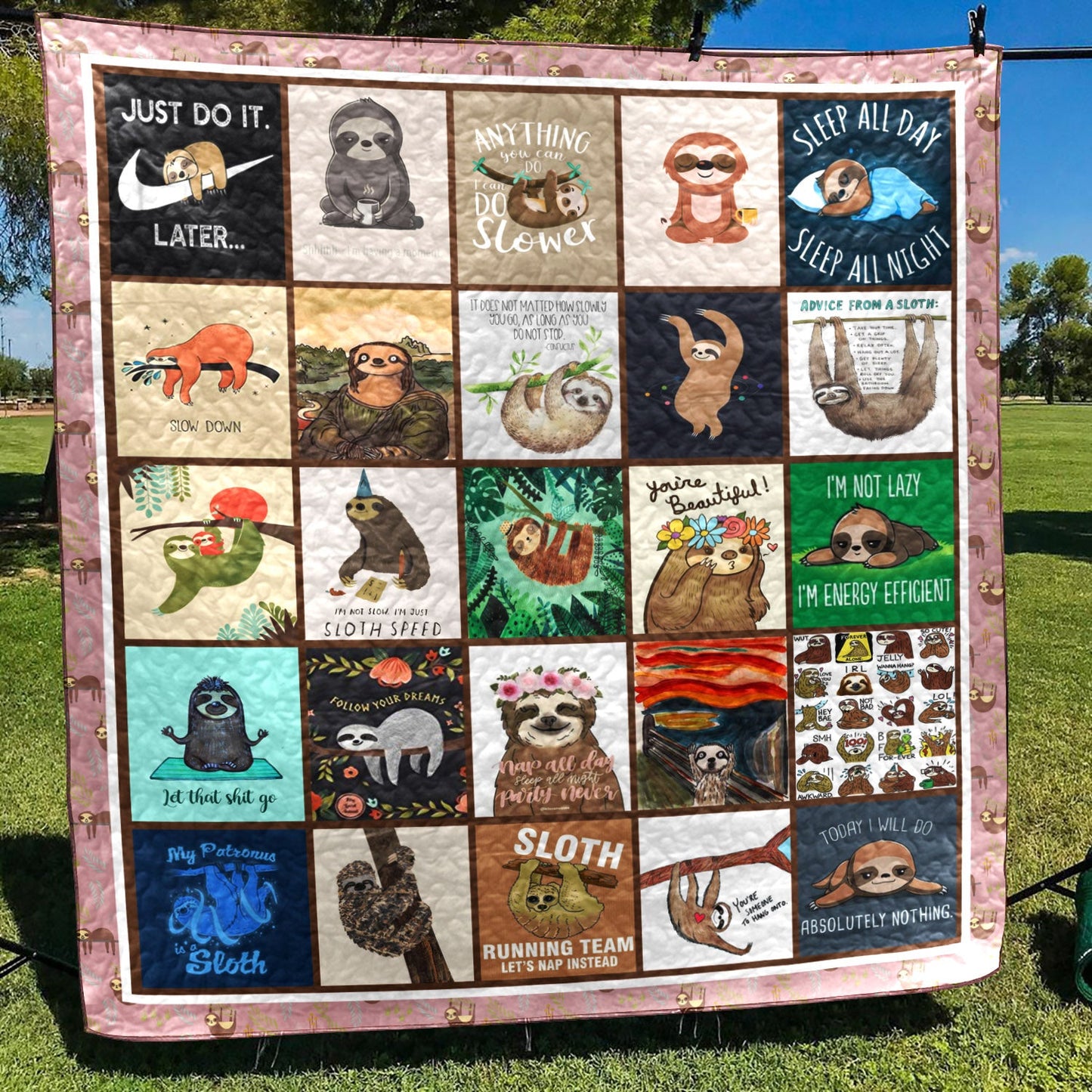 Sloth CL08110389MDQ Quilt Blanket