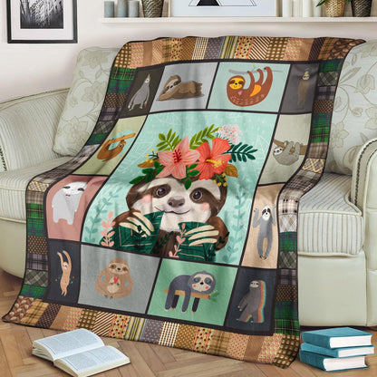 Sloth CL170856MD Sherpa Fleece Blanket