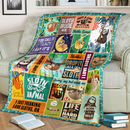 Sloth CL170857MD Sherpa Fleece Blanket