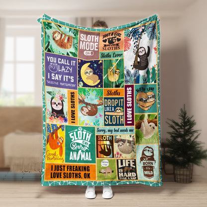 Sloth CL170857MD Sherpa Fleece Blanket