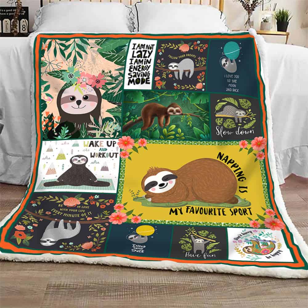 Sloth CL301268MDF Sherpa Fleece Blanket