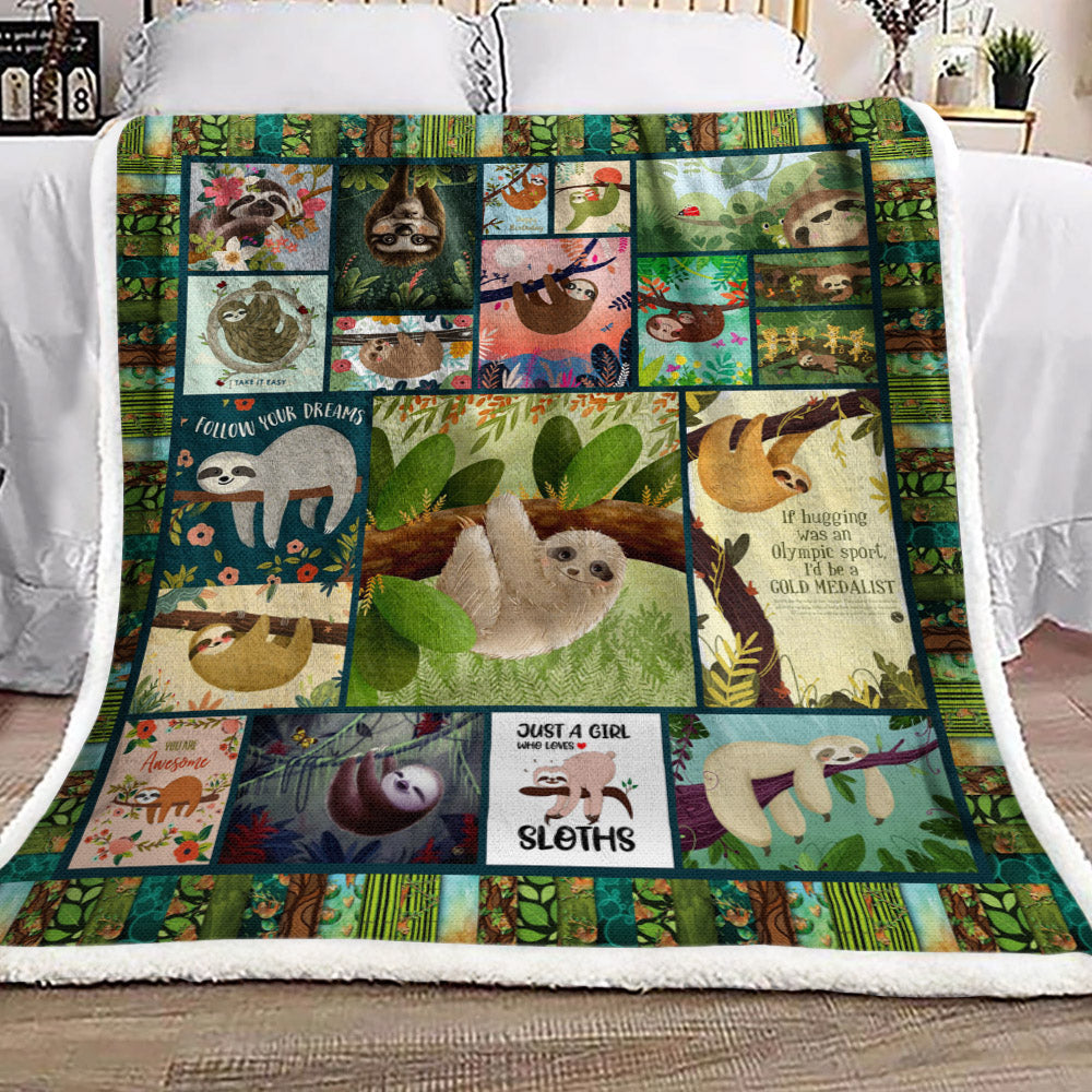 Sloth HN1710154F Sherpa Fleece Blanket
