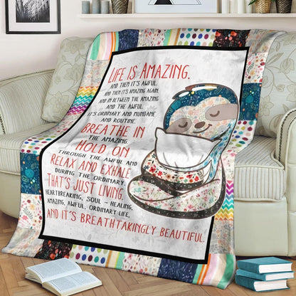 Sloth Life Is Amazing CLA1910423F Sherpa Fleece Blanket