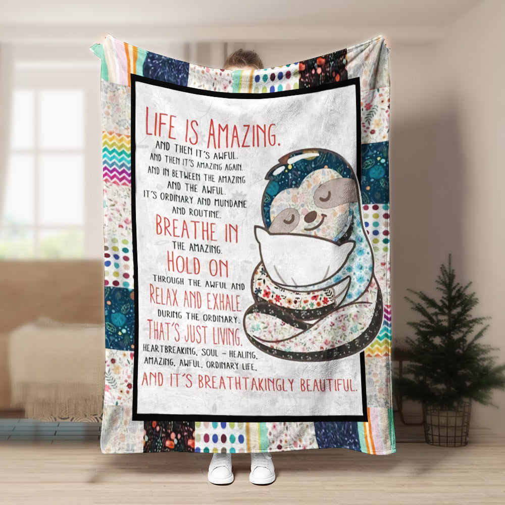Sloth Life Is Amazing CLA1910423F Sherpa Fleece Blanket