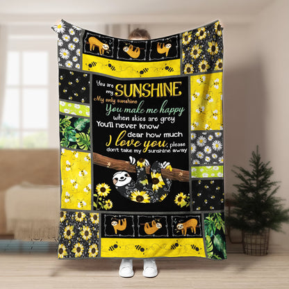 Sloth Sunflower CL280850MDF Sherpa Fleece Blanket