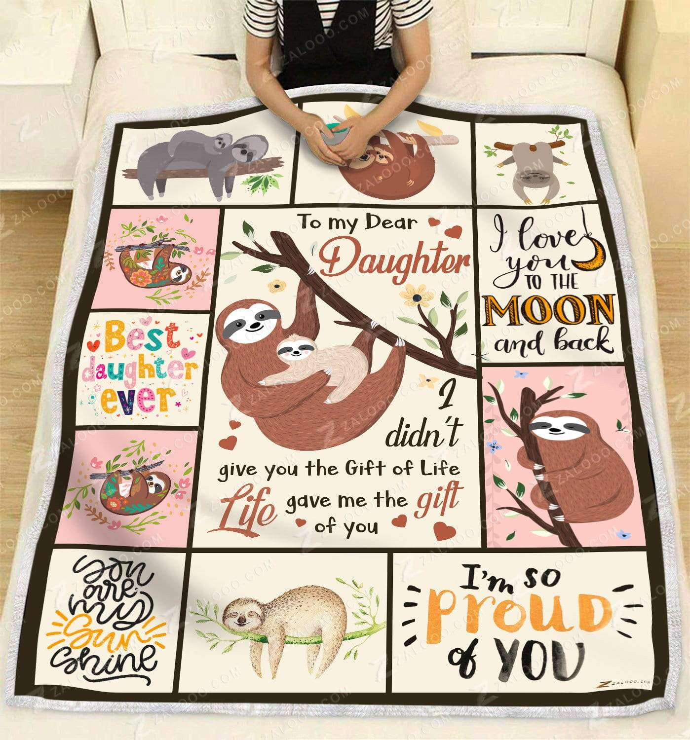 Sloth To My Daughter Life Gave Me The Gift CL29110643MDF Sherpa Fleece Blanket