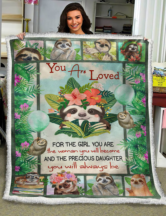 Sloth You Are Loved HM261011D Sherpa Fleece Blanket