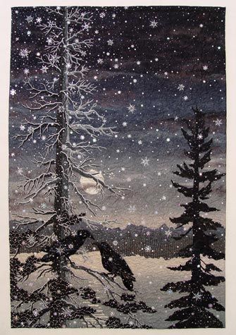 Snow Forest Crow CLA1410538Q Quilt Blanket