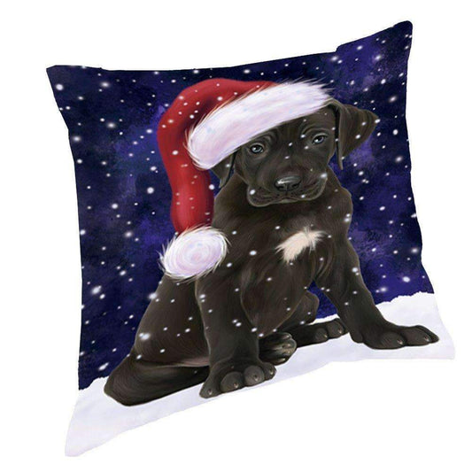 Snow Christmas Holiday Great Dane Dog Wearing Santa Hat CL18113362MDP Throw Pillow Covers