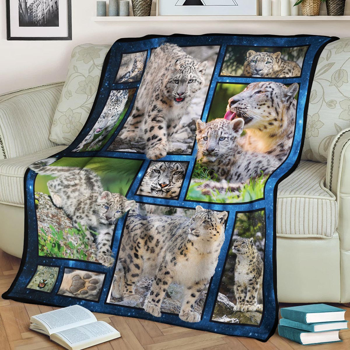 Snow Leopard and Leopard Baby CLA21100888F Sherpa Fleece Blanket