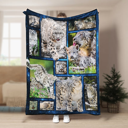 Snow Leopard and Leopard Baby CLA21100888F Sherpa Fleece Blanket