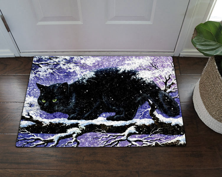Snow Tree Bough And Black Cat DN10100130D Non-slip Door mats