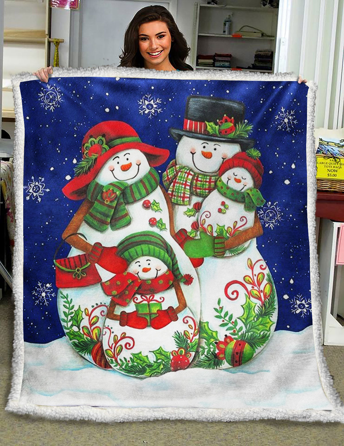 Snowman Family ND181002 Sherpa Fleece Blanket