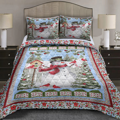 Snowman And Cardinals Quilt Bedding Set ND230908