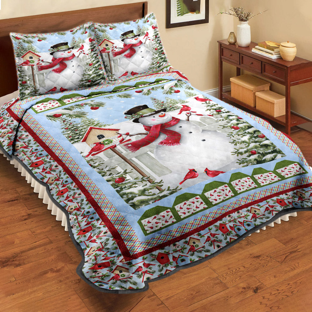 Snowman And Cardinals Quilt Bedding Set ND230908