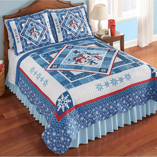 Snowman Family Patchwork CLH2110130B Quilt Bedding Set