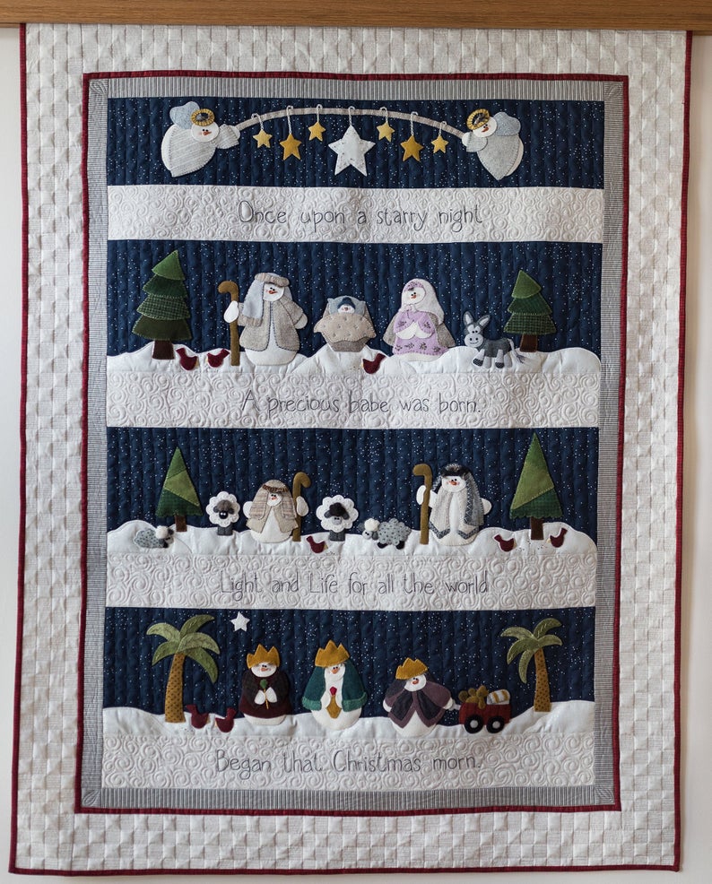 Snowman Nativity CLA1112130Q Quilt Blanket
