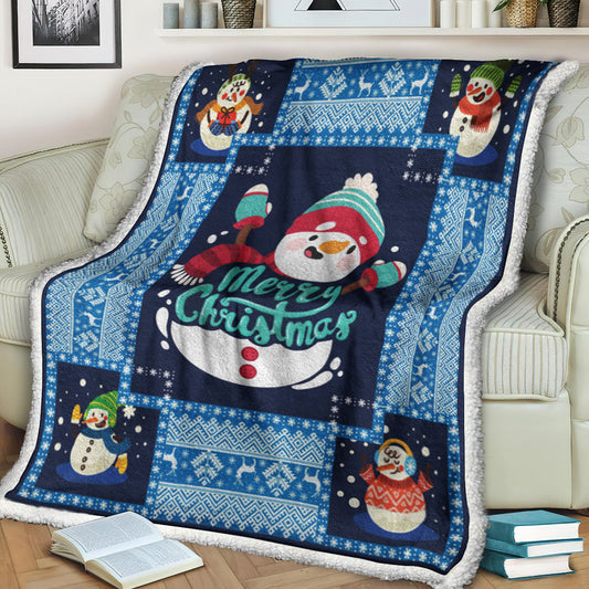 Snowman Christmas HM151006D Sherpa Fleece Blanket