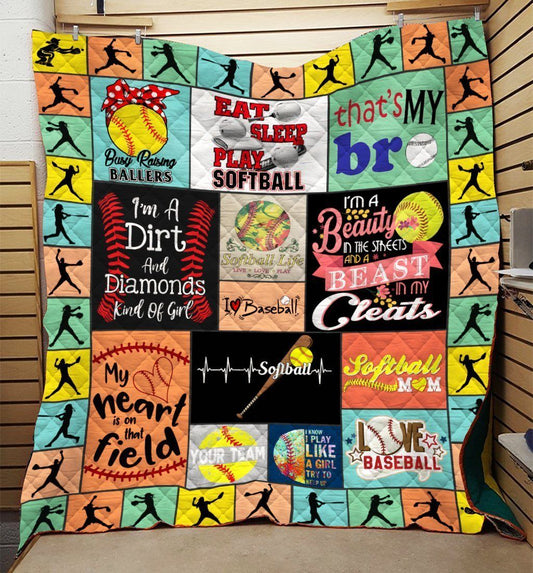 Softball Girl CL28110106MDQ Quilt Blanket