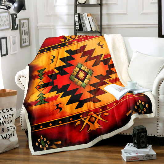 Southwest Brown Symbol Native American Inspired CLA21100036F Sherpa Fleece Blanket