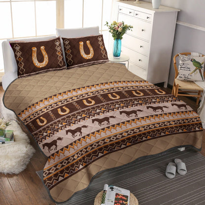Southwestern Wild Horses Microsuede CLA0211441B Quilt Bedding Set