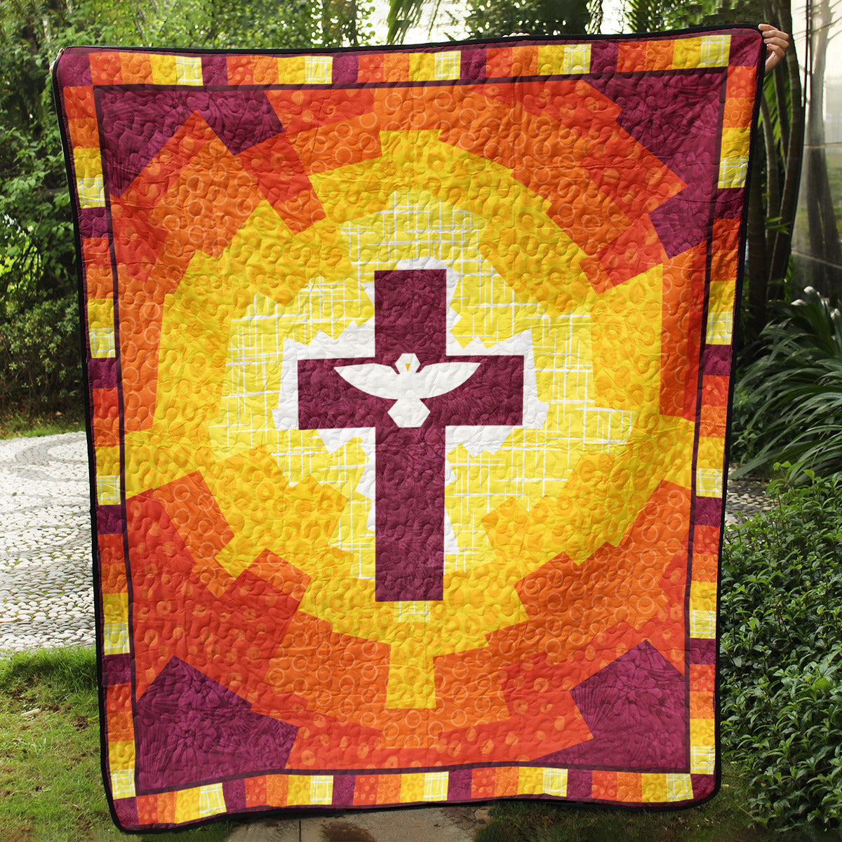 Christian Cross Spirit of Pentecost Quilt Blanket MT070602A