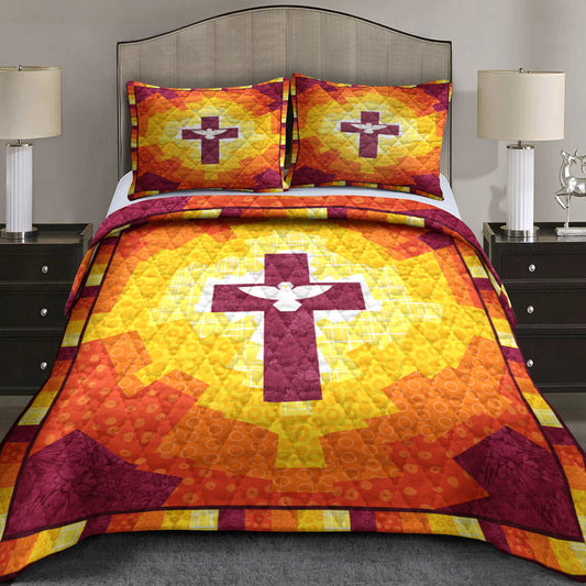 Christian Cross Spirit of Pentecost Quilt Bedding Set MT070602AQBS