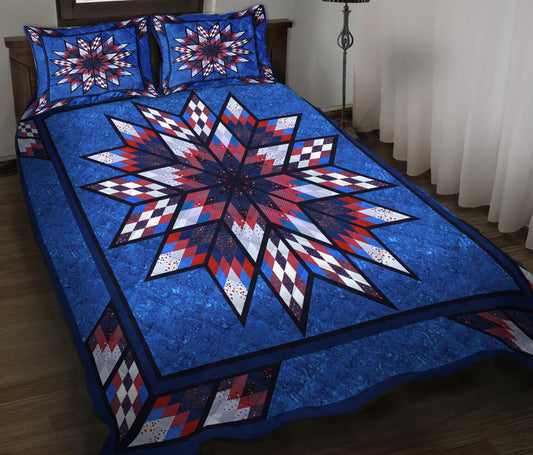 Star Native American Blue Quilt Bedding Set HN230507M