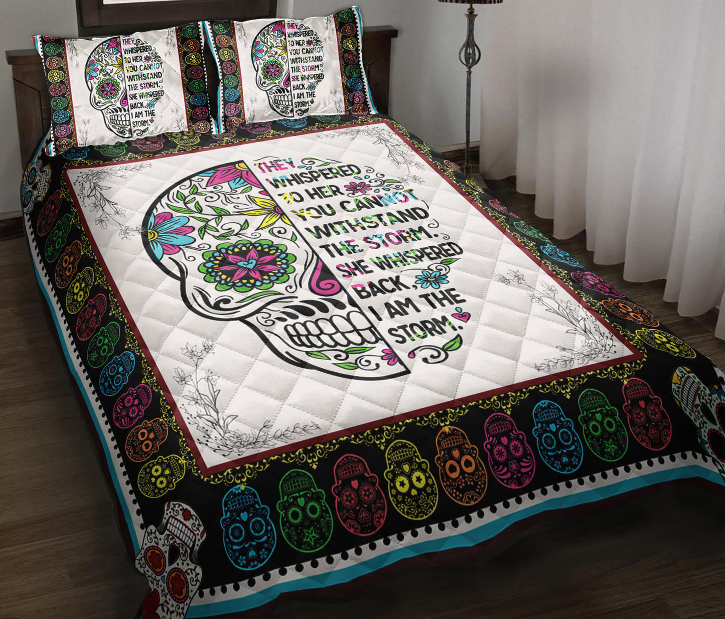 Sugar Skull Day Of The Dead Quilt Bedding Set TL170915