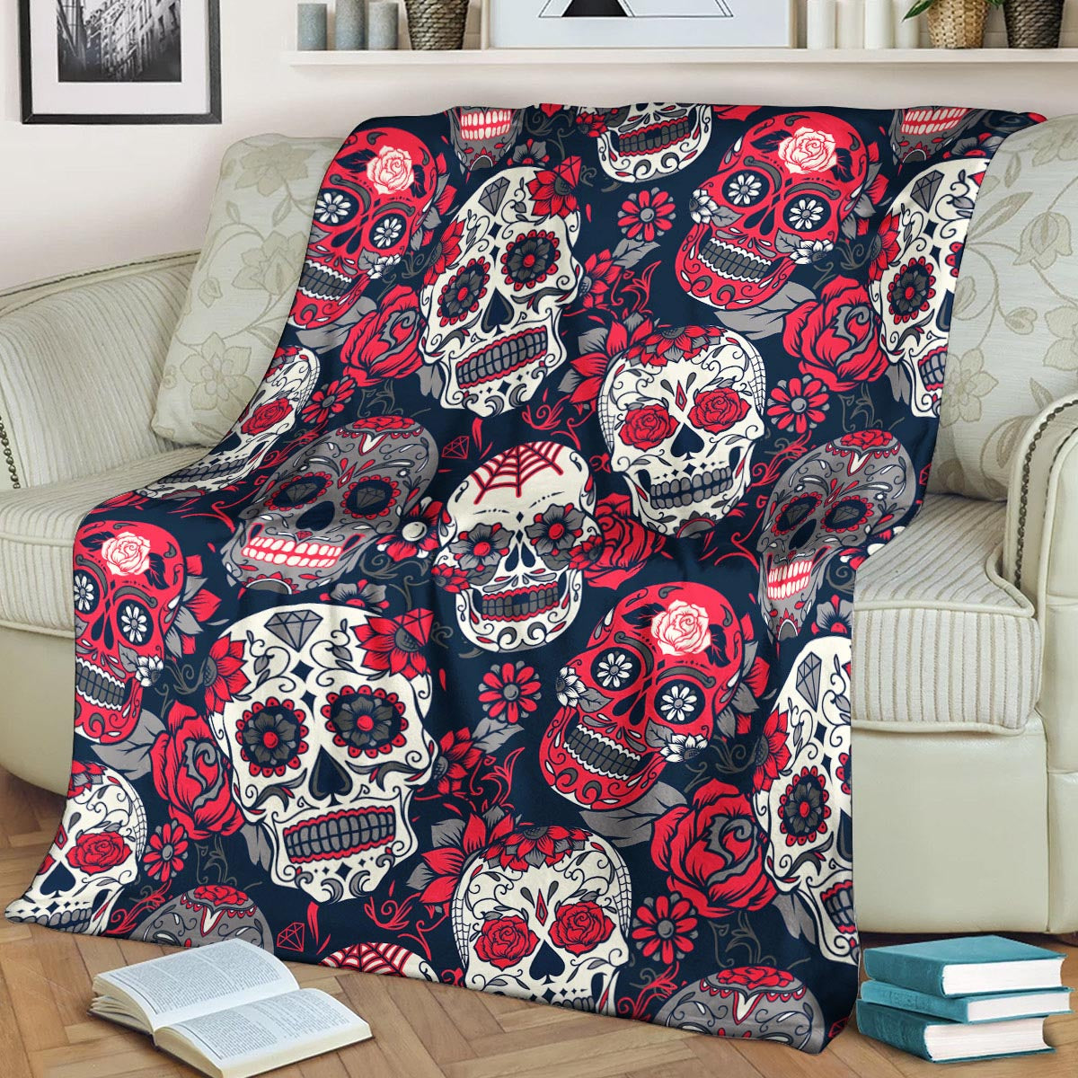 Sugar Skull BT200840F Sherpa Fleece Blanket