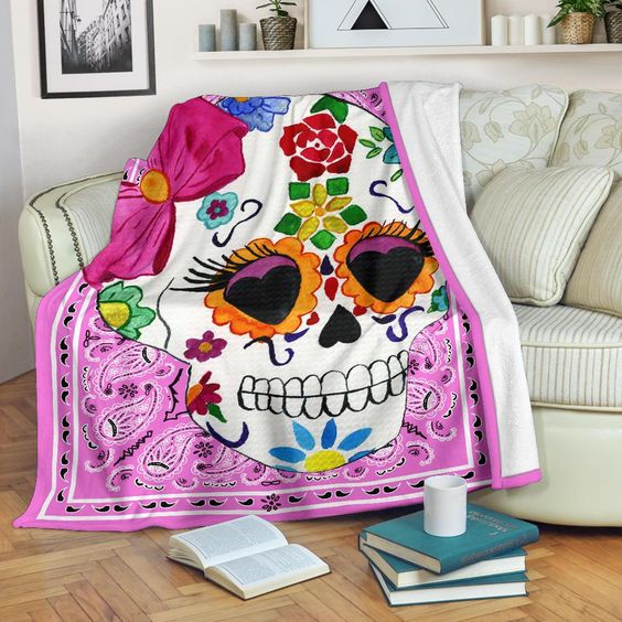 Sugar Skull CLA0810436F Sherpa Fleece Blanket