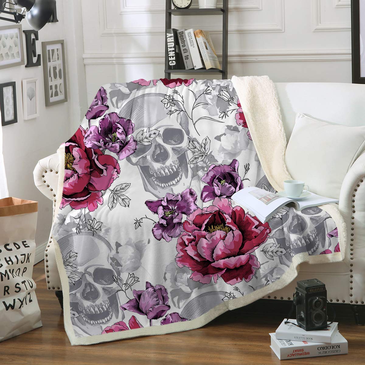 Sugar Skull CLA1010117F Sherpa Fleece Blanket