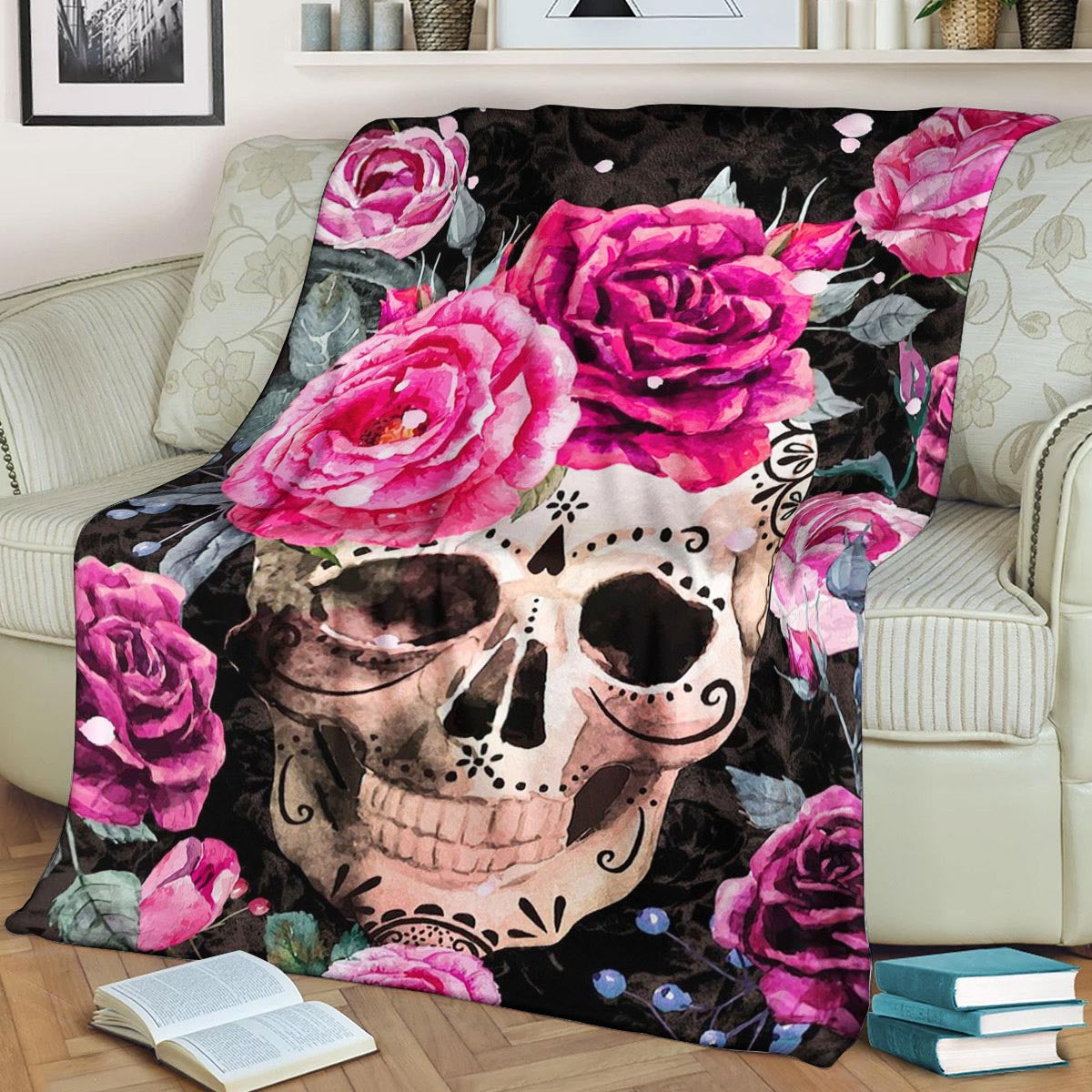 Sugar Skull HN0309084F Sherpa Fleece Blanket