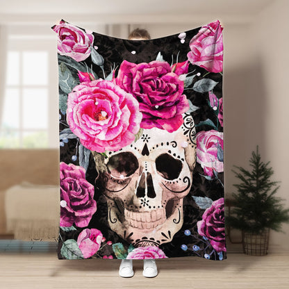 Sugar Skull HN0309084F Sherpa Fleece Blanket