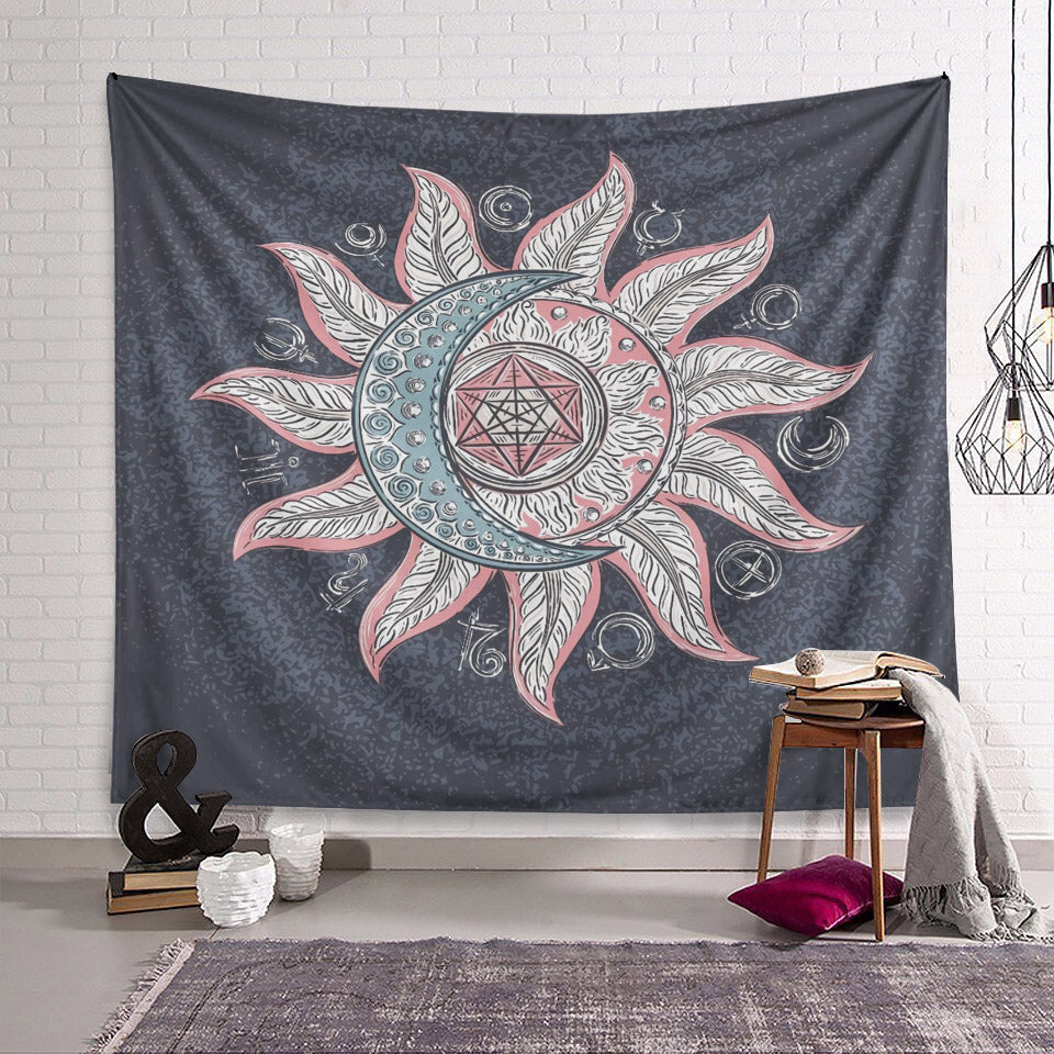 Sun And Moon Boho CLP070834 Decorative Wall Hanging Tapestry