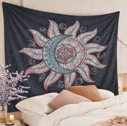Sun And Moon Boho CLP070834 Decorative Wall Hanging Tapestry