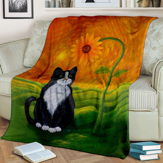 Sunflower Cat Sherpa Fleece Blanket ND131009