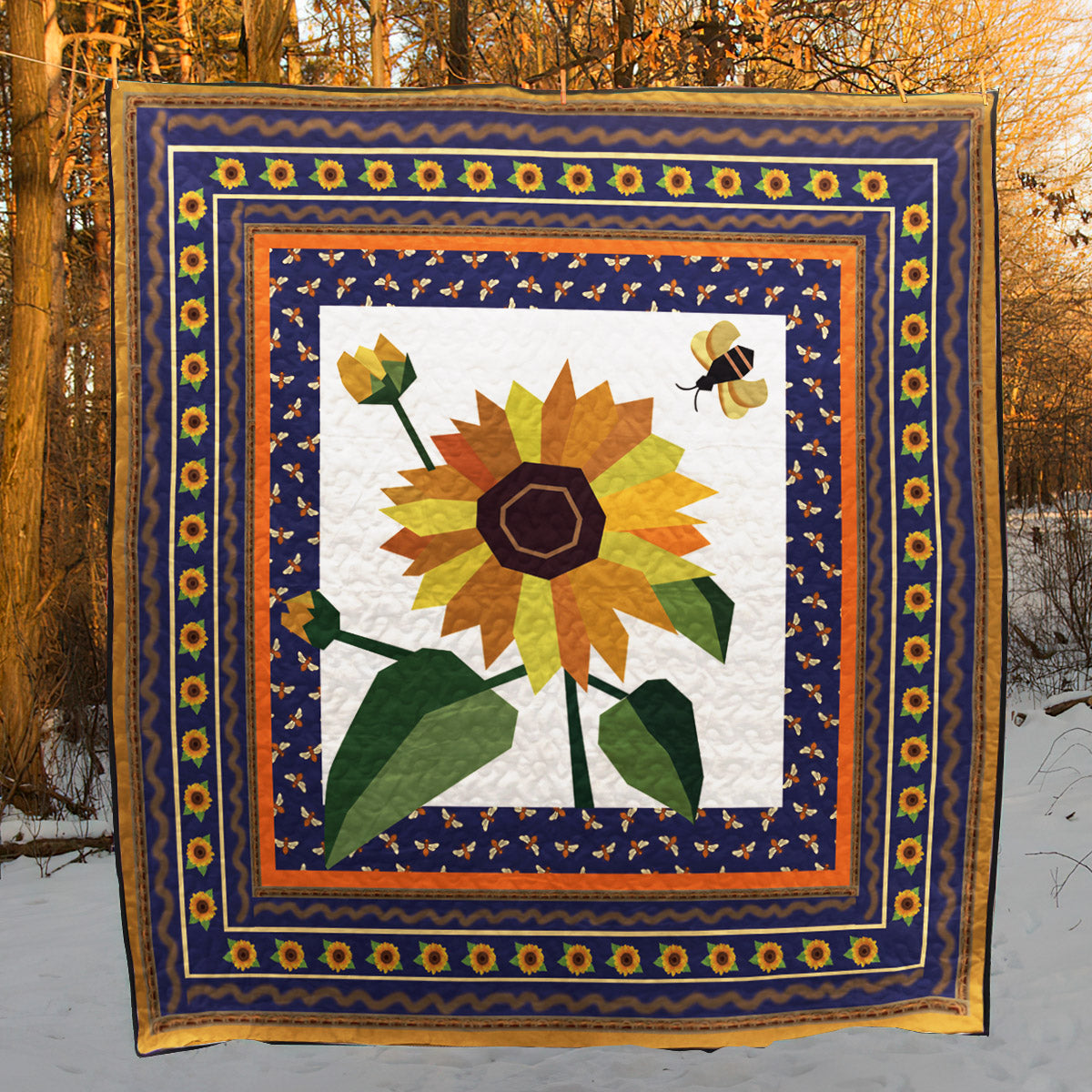 Sunflower And Bee CLM3010118 Quilt Blanket