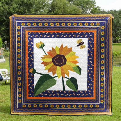 Sunflower And Bee CLM3010118 Quilt Blanket