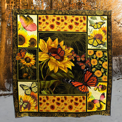 Sunflower And Butterfly Art Quilt HN021102T