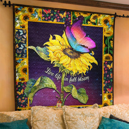 Sunflower Butterfly Hippie Art Quilt TL040705Y